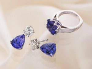 Cynthia Renee Custom Jewelry Design diamond studs Tanzanite drops earrings