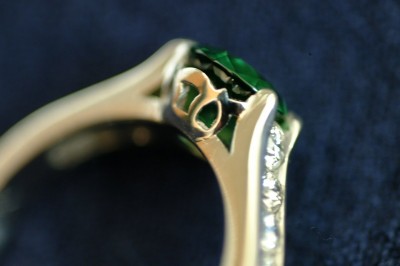Cynthia Renee Custom Jewelry Design Celtic Inspiration Tsavorite Garnet Palladium Ring Sideview