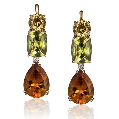 Cynthia Renée’s zircon, sphene, and citrine earrings.