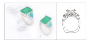 Cynthia Renee Custom Design Blue Afghani Tourmaline Ring Colored Gems Design Process