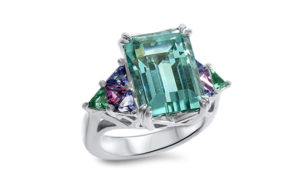 Blue Afghani Tourmaline Ring Colored Gems Palladium Custom Design