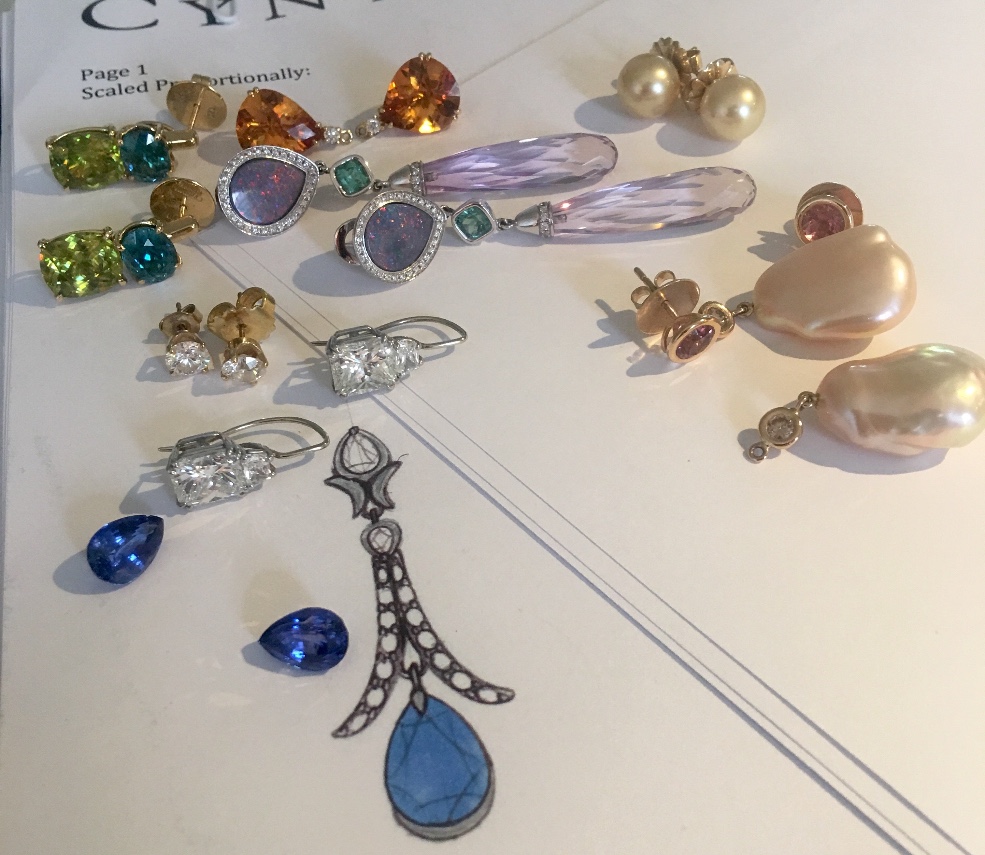 Boldly Blue Custom Design Jewelry Blue Sapphire Earring Sketch