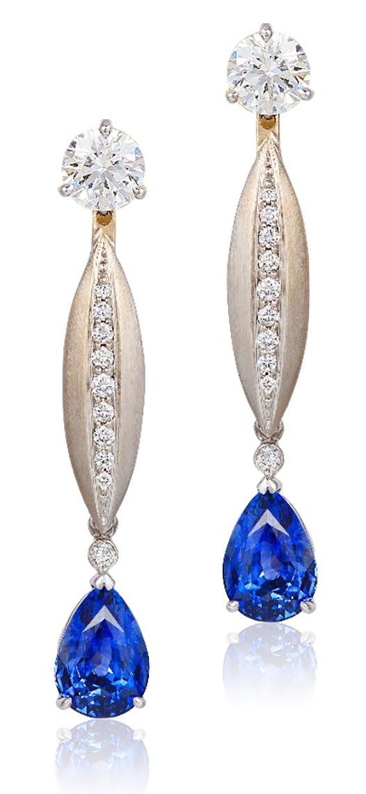 Boldly Blue Progressive Pairs Earrings Blue Sapphires Pearl Diamond Peapod Final 