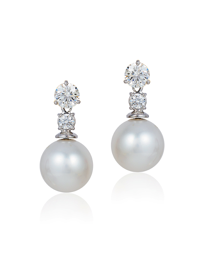 Boldly Blue Progressive Pairs Earrings Blue Sapphires Pearl Diamond Final Pearl Drop