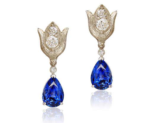 Boldly Blue Progressive Pairs Earrings Blue Sapphires Pearl Diamond Final Sapphire Drop