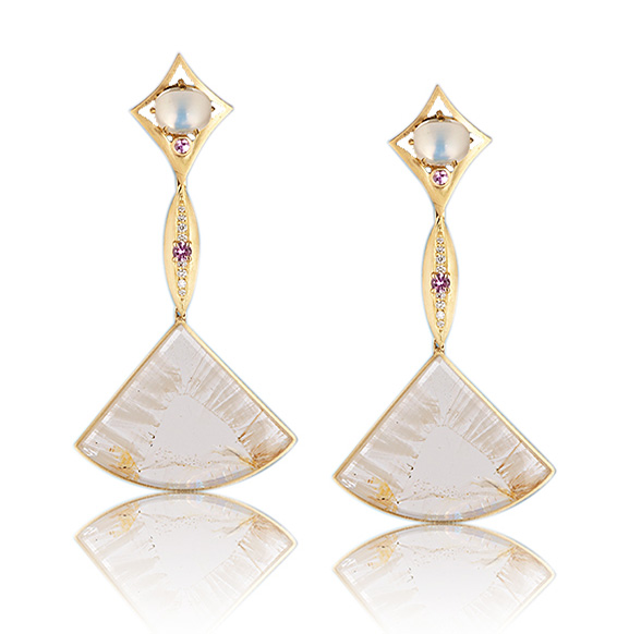 Cynthia Renee Create Your Story in Jewels Heirloom Jewelry Moonstone Topaz Diamond Sapphire Geothite Gold Earrings 