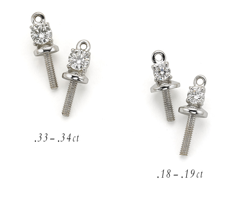 Pair of Diamond Drop Adaptors, in 18 karat gold, featuring round diamond pair. Replace your pearl stud’s post with a Diamond Drop Adaptor.
