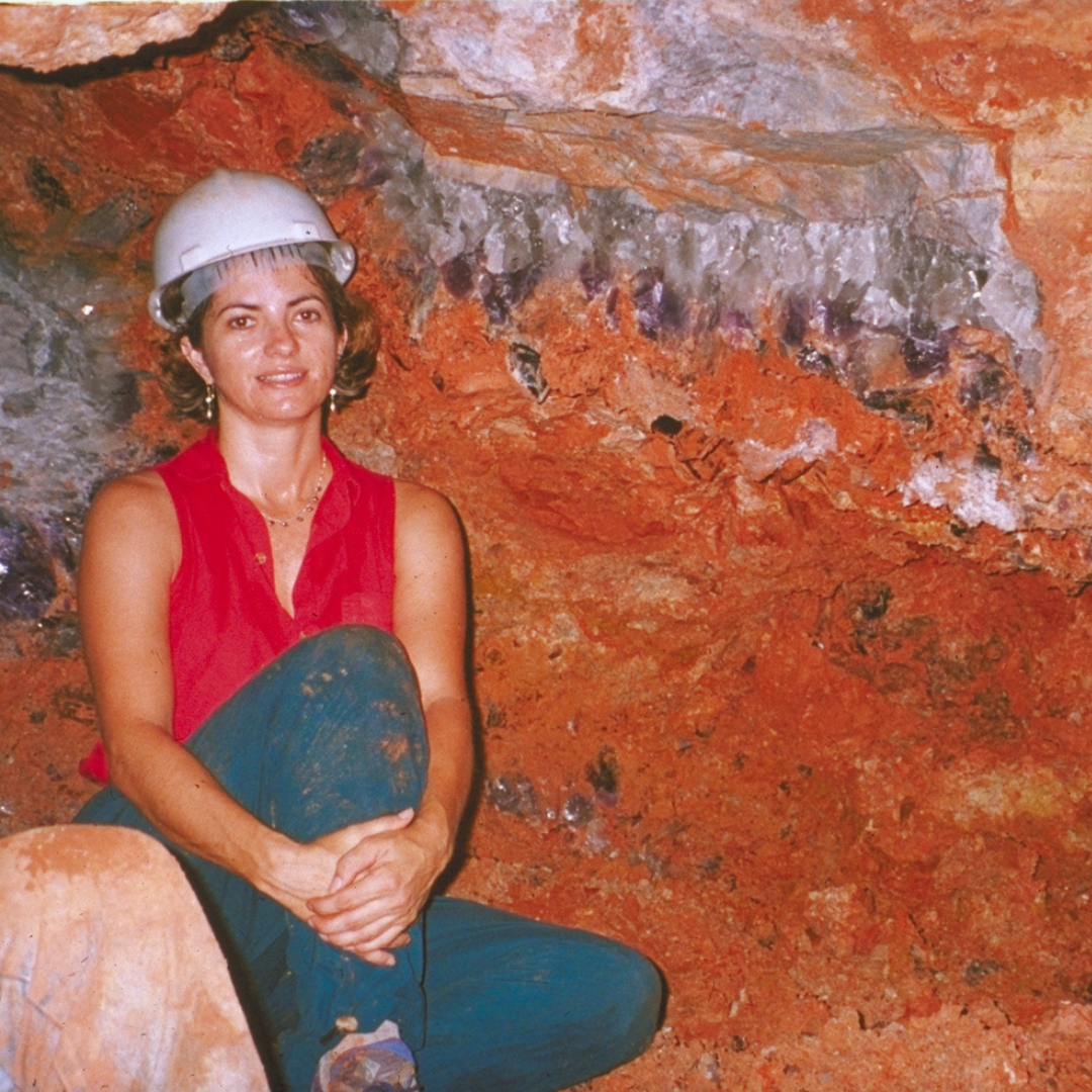 Cynthia Renee in Anahi Mine, Bolivia Amethyst