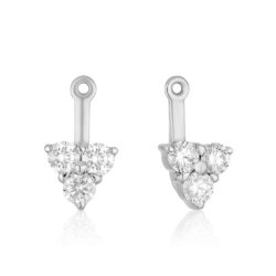 Diamond Jackets for 12-13 mm pearls in 18 karat white gold featuring six round diamonds weighing a total of approximately 0.72 carats.