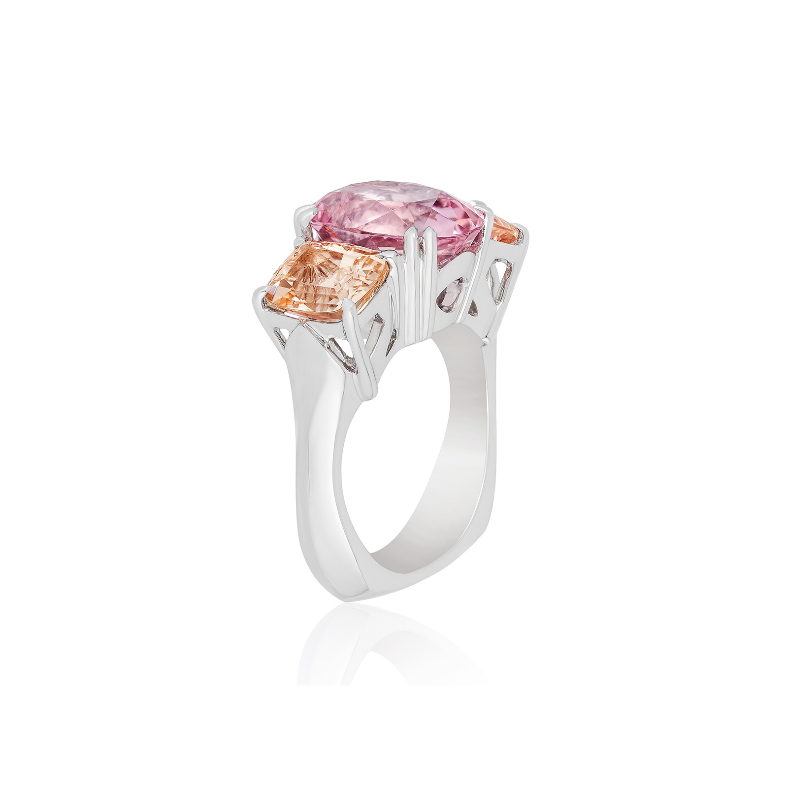 Heaven and Earth Ring Peach Topaz Pink Tourmaline Side by Cynthia Renee