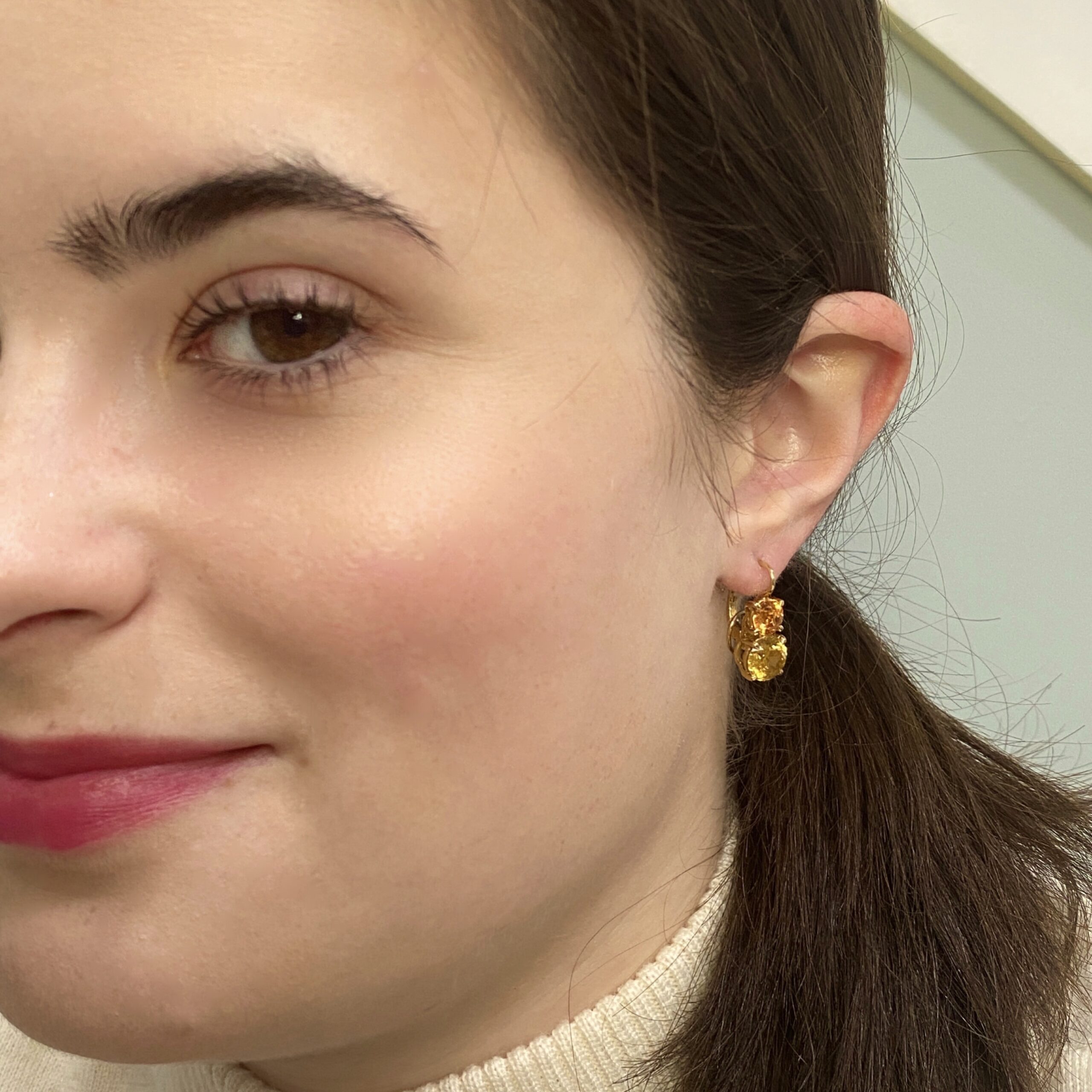 Double Drop Earrings with Spessartine Garnet and Yellow Zircon