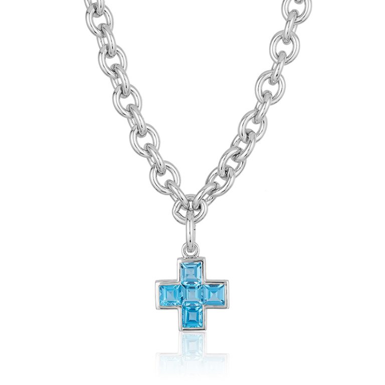 cross necklace blue