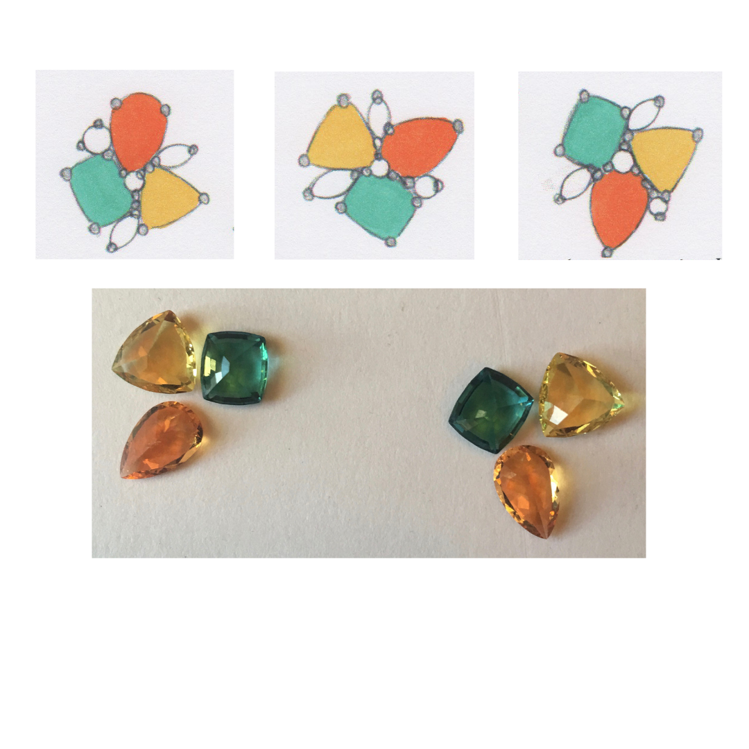 yellow-danburite-and-teal-“cuprian”-tourmaline-and-orange-spessartite-garnet-gemstones-during-the-design-process