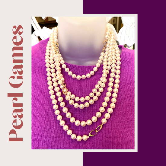 Five strand pearl necklace on mannequin