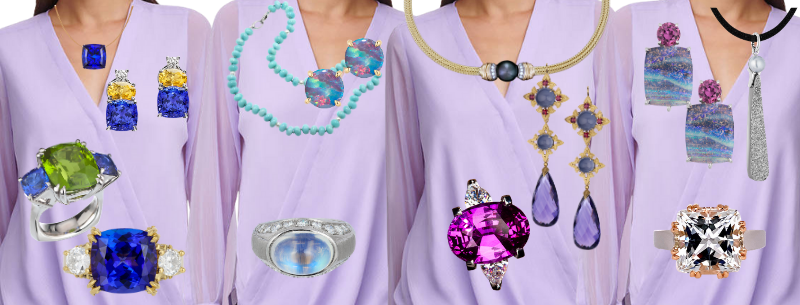 Jewelry combinations that work with the lavender blouse