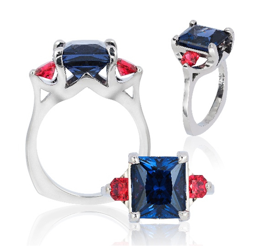 Blue Red Spinel Ring