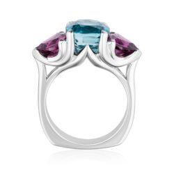 Blue Zircon and Purple Garnet Ring