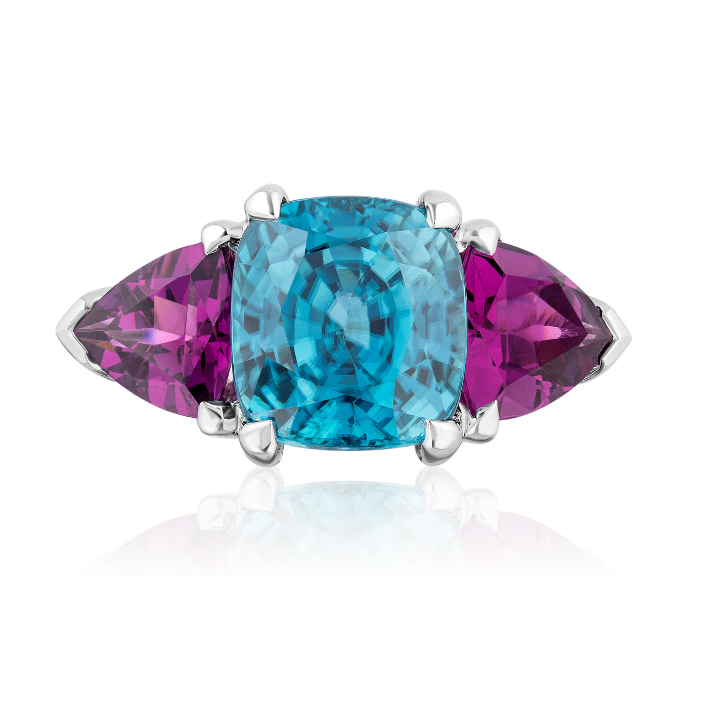 One-of-a-Kind Blue Zircon and Purple Garnet Ring