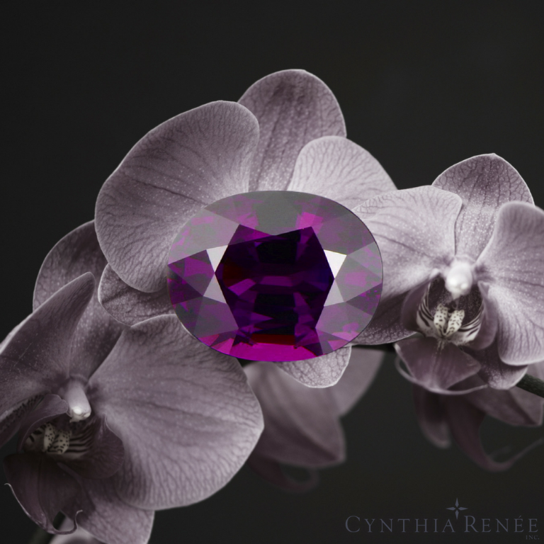 Magnificent Cynthia Renee purple garnet from Mozambique, approximately four carats. 