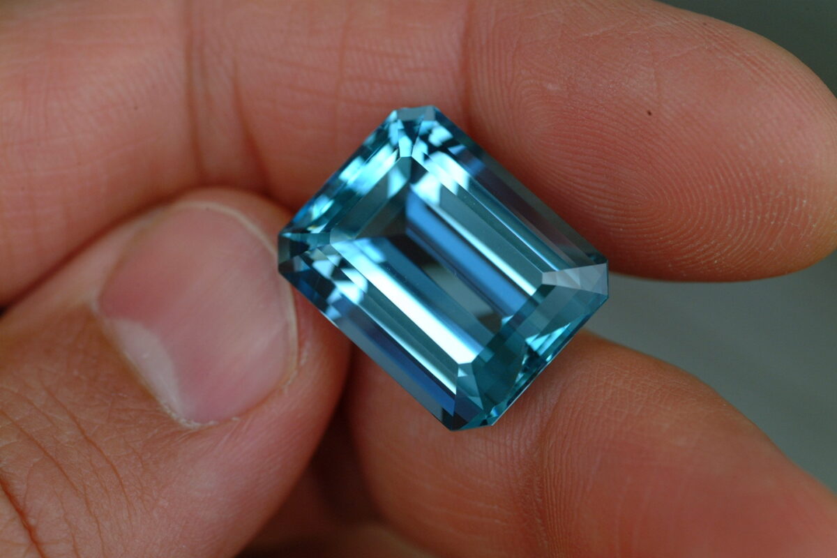 An intense pure blue aquamarine of about 12 carats