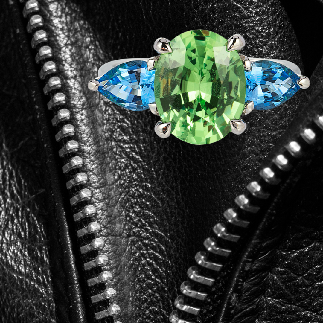 Photo 20: Contrast a delicately colored pastel aquamarine with the hard feeling of black leather. 