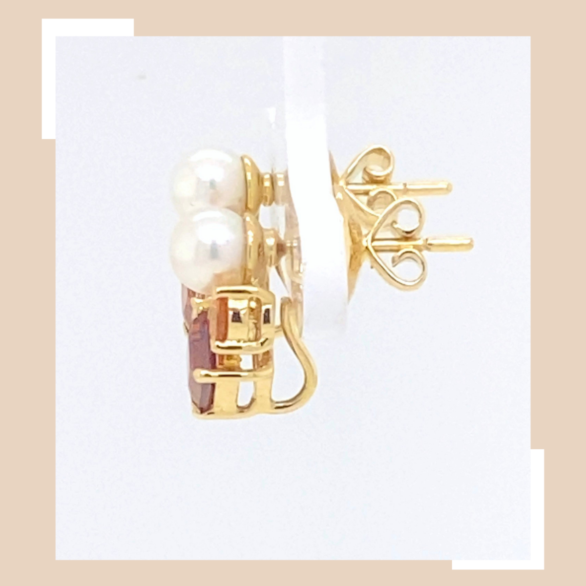 Angel Earrings with Citrine, Spessartite Garnet and Pearl