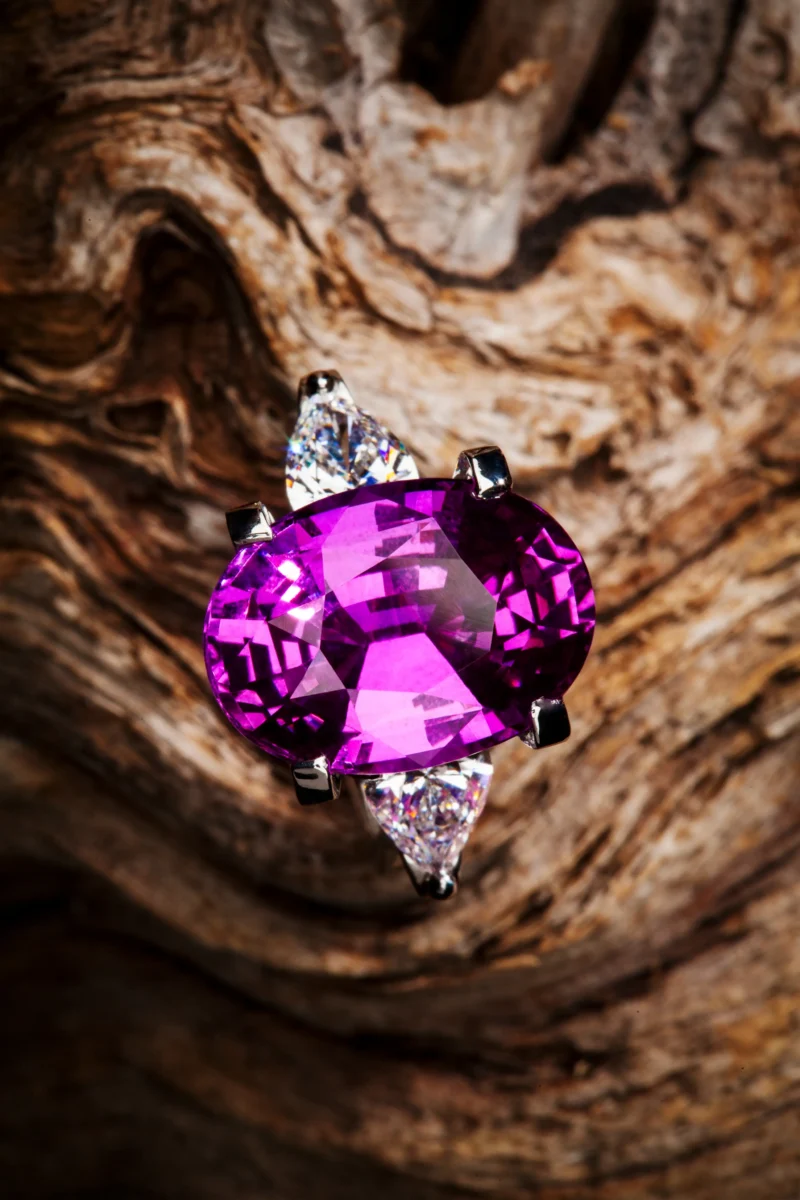 purple collectors gem ring on bg